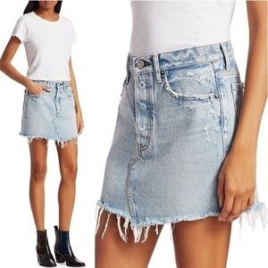 Moussy Vintage Wellington Denim Boho Bohemian Distressed Mini Skirt NWT